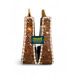 Estribos de equitación de barril occidental decorados con diamantes de imitación marrones dorados Brillo blanco que rodea las decoraciones OEM aceptadas - Product Image 2