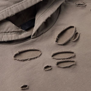 Usine en gros de haute qualité hiver pull Logo personnalisé 80% coton élégant athlétique hommes en détresse sweats à capuche - Product Image 6