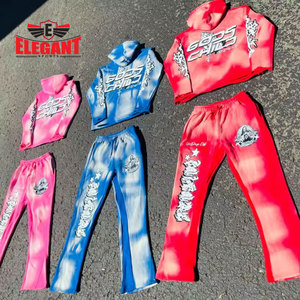 Oversize <strong>Tracksuit</strong> Cotton Winter For Men Printed Distressed Hoodie Sweat Suit Sets Acid Wash <strong>Tracksuits</strong> By Elegant Sports