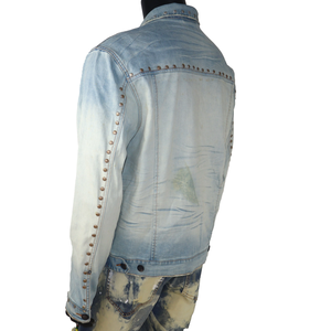 <b>Men's</b> Stylish Denim <b>Fleece</b> <b>Lined</b> <b>Jacket</b> with Front Logo Customizable Colors & Sizes - Product Image 4