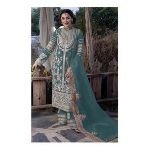 Traje Salwar de Tela Georgette Pesada con Bordado de Lentejuelas, Ropa Pakistaní para Ocasiones Especiales, de la India - Product Image 1