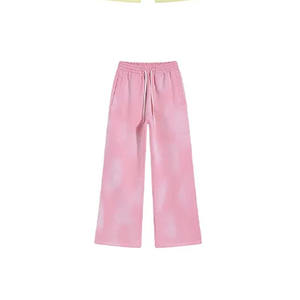 Hot Selling Custom Acid Washed Breathable Plus Size Jogger Woolen Streetwear Sun Faded Regular Fit <b>Lace</b> Decoration Track Casual - Product Image 3