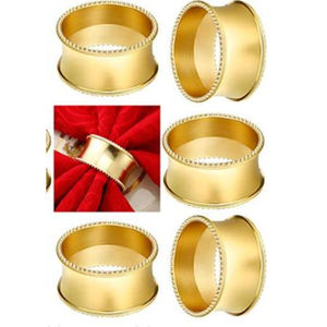 Rond de serviette créatif en métal doré Design avantageux Anneaux de serviette en perles pour décor de table à manger formel ou décontracté Manchette de serviette - Product Image 4