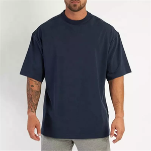 Gran oferta, Camiseta con estampado personalizado para hombre, 100% algodón, alta calidad, talla grande, ropa de calle INS, hombros caídos, cuello redondo, diseño suelto liso - Product Image 5