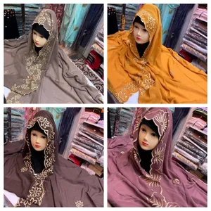 Оптовая продажа, модный мусульманский хиджаб, тюрбаны, хиджабы с украшением из жемчуга, тюрбан для мусульманской коллекции женской одежды
