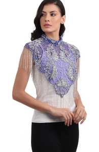 เสื้อคลุมเบอร์เลสก์สุดหรู ปักลายสวยงาม ประดับด้วยลูกปัด สายร้อยเลื่อม ไข่มุก ยาวคลุมพื้น มีบราในตัว ผลิตจากโพลีเอสเตอร์ 100% - Product Image 3