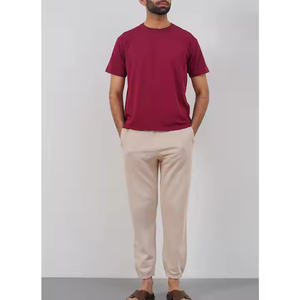 Camiseta de algodón 100% de verano para hombre, camiseta informal de manga corta con cuello redondo, camisetas cómodas antiarrugas de Color sólido para hombre - Product Image 4