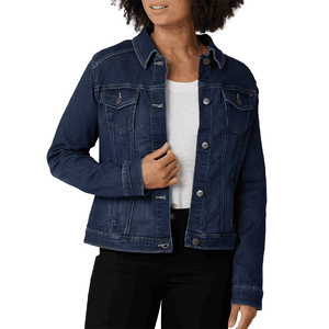 Veste en jean recadrée à la mode pour femmes avec logo brodé à manches longues clouté de grandes perles en coton imprimé - Product Image 1