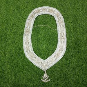 Collar de cadena de metal Masonic Regalia PAST MASTER DELUXE respaldo BLANCO - Product Image 2
