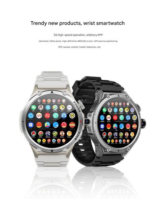H12 round screen AMOLED card slot multi-function sports rotating camera dual system phone smart watch