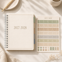 Agenda scolaire LABON personnalisé 2027 2028, organisateur d'études minimaliste couleur crème, spirale, couverture rigide, onglets, hebdomadaire, mensuel, cahier scolaire