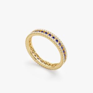 14K Or Massif Superbe Bague Saphir Bague De Luxe Classique Alliance Saphir Bleu Naturel Halo Prix De Gros Zubeda IGI - Product Image 3