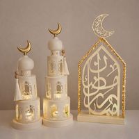 Ensemble de lanternes en métal blanc de luxe en forme de croissant avec un design à plusieurs niveaux, des découpes complexes, une lumière chaude, idéal pour la décoration festive