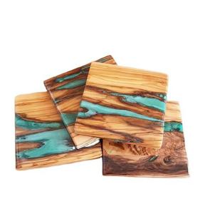 Posavasos de madera de resina personalizados populares de nuevo estilo para decoración del hogar posavasos de madera de oliva de resina epoxi lujo personalizado - Product Image 4