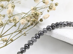 Bracelet de bijoux de poignet en diamant gris fait à la main 100% naturel à facettes sel poivre diamant perlé Bracelet plaqué or - Product Image 5