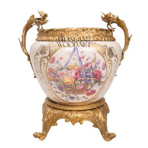 Cachepot décoratif classique de luxe, plaqué or antique - Product Image 2