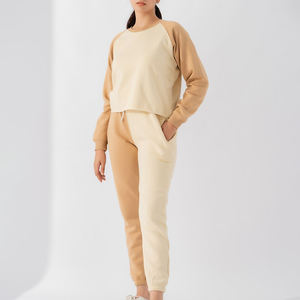 Ensemble de survêtement décontracté en tricot à manches longues pour femmes, 100% coton, col rond, deux pièces, respirant, séchage rapide, vente en gros - Product Image 6