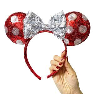 Orejas de Mickey y Minnie Mouse de Disney con diadema y lazo, accesorio para el cabello, licencia oficial H.E.R. Accesorios con Lentejuelas y Puntos de Polka - Product Image 2