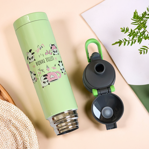 Linda Botella de Agua de Acero Inoxidable de 500 ml con Diseño de Panda, Termo de Vacío de Goma con Estilo Divertido para Viajes - Product Image 3
