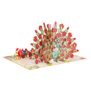 การ์ดอวยพรนกยูงแบบป๊อปอัพกั3D อกไม้หางทำด้วยมือการ์ดสั่งทำสำหรับวันเกิดงานแต่งงานหรือของขวัญวันหยุด - Product Image 3