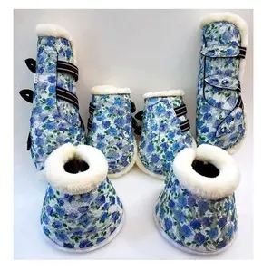 Botas de chicote com estampa floral, tornozelo e cavalo em tendão acolchoados