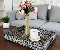 Assiette décorative de luxe rectangulaire en mosaïque, grande taille, faite à la main, de qualité supérieure, avec incrustation de nacre, écologique, lavable et sur mesure
