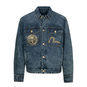 Nouvelle arrivée de veste en jean à manches longues pour hommes, fabrication en usine, veste en jean brodée à prix de gros personnalisée - Product Image 1