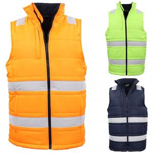 Hi Vis Puffer Workwear Vest Zip Up w Bande Réfléchissante Quilted Puffer Veste Traditionnelle - Product Image 1