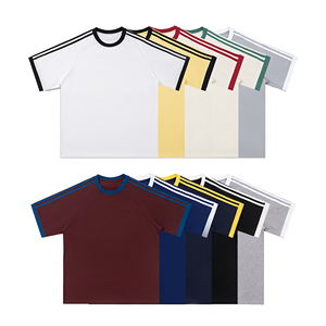 Triple-Stripe Tee Unisex 260GSM American Heavyweight Cooling Raglan Crewneck - Product Image 1