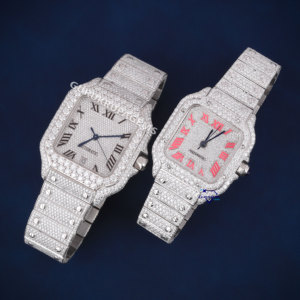 Lujosos relojes de pulsera para parejas de alta calidad Iced Out Hip Hop Moissanite Diamond Reloj mecánico de acero inoxidable - Product Image 2