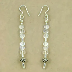 Boucles d'oreilles pendantes en argent sterling 925, or clair avec perle, diamant, rubis pour mariage, fête, cadeau religieux, or rose pour femmes - Product Image 2