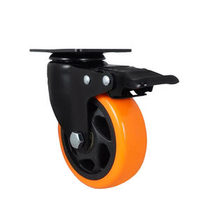 Roues pivotantes robustes en PVC de 100 mm avec frein intégré et plaque supérieure pour chariots et équipements - Product Image 3