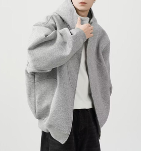 Sudadera con Capucha y Cremallera Extra Grande, Holgada, Gruesa, de Algodón 100%, con Hombros Caídos, Talla Grande - Product Image 3