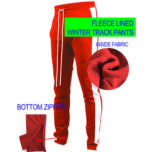 Red White Side Stripe Men's <b>Trousers</b> Men's Pants Sweatpants Workout <b>Trousers</b> Training Loose <b>Elastic</b> <b>Waist</b> with Bottom Zipper - Product Image 6