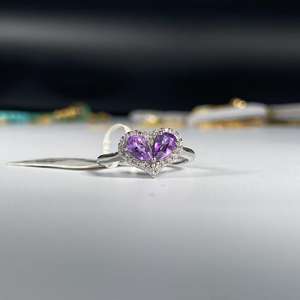 แหวนเงินอเมทิสต์925รูปหัวใจแหวนเงินอเมทิสต์ดีไซน์ใหม่ - Product Image 1