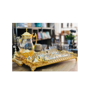 Bandeja de servicio blanca de metal de la más alta calidad con asas de diseñador, servicio perfecto para té y café, accesorios de Hotel - Product Image 6