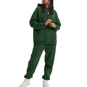 Conjuntos Deportivos Holgados de Moda Urbana para Mujer al por Mayor, Conjuntos Deportivos Transpirables de Algodón y Felpa con Hombros Caídos para Mujer - Product Image 5