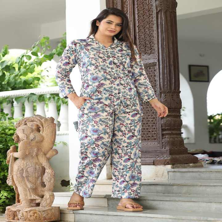 Custom Made Floral 100% Cotton Nightwear Coordinated Set  Printed Pajama Set for Relaxation Comfort Light Pink. Ideal for Resale