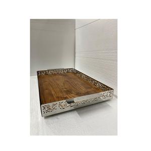 Bandeja de servicio de acero y madera moderna para el hogar, dormitorio, cocina, habitación de invitados, sala de estar, restaurante, Bar, armario, baño, servicio de comida - Product Image 6
