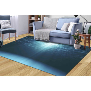 Alfombras Subacuáticas con Rayos Solares, Alfombras Azules, Alfombra Costera, Alfombra con Diseño de Paisaje, Alfombra Suave con Pelo Largo - Product Image 2