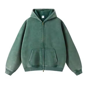 Sweat à capuche zippé de classe pour hommes, coupe régulière, 400GSM, 100% coton décontracté, coupe confortable pour hommes au meilleur prix - Product Image 2
