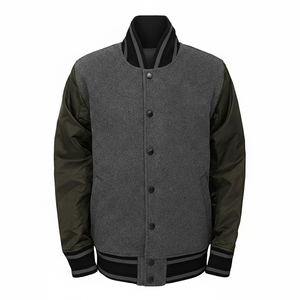 Custom <b>Men</b>’s Wool Varsity <b>Jacket</b> Blank Bomber Letterman <b>Jacket</b> with Satin Sleeves High Quality Embroidery Patchwork Streetwear - Product Image 1