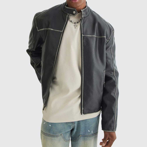Chaqueta de cuero con diseño de demanda de cliente de artículo fresco, mangas completas, productos de alta demanda, chaqueta de cuero genuino Vintage para hombre - Product Image 3