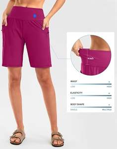 Short de course pour femme taille haute 9 ''Short athlétique longueur genou avec poches zippées extensible et léger pour l'exercice - Product Image 2