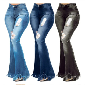 Saleh Enterprises Fashion Women Flare Leg Denim Jeans High Waisted Loose Fit <b>Bell</b> Bottom Vintage Eco-Friendly Trendy Casual Y2K - Product Image 2