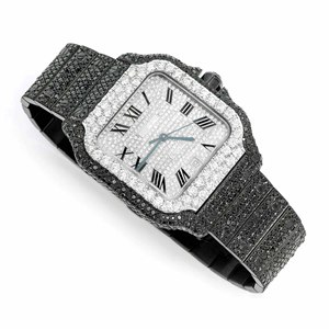 Montre Hip Hop entièrement sertie de moissanite et de quartz avec cadran en verre, bracelet en acier inoxydable, design personnalisé de luxe - Product Image 1