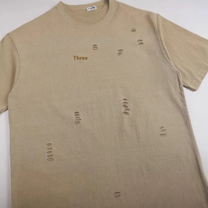 T-shirt décontracté pour homme de qualité supérieure, à motif uni, surdimensionné, à manches courtes, style américain, effet délavé, design à épaules tombantes, avec trous - Product Image 3