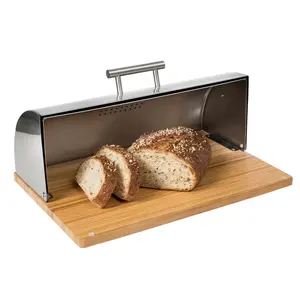 Nueva caja de pan y contenedores elegantes de alta calidad con forma rectangular, accesorios de cocina hechos de madera y metal, nuevo aspecto elegante - Product Image 6