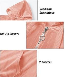 Services OEM personnalisés Vêtements pour femmes Sweat à capuche en velours Sweat à capuche en velours à fermeture éclair de grande taille respirant hiver extérieur à capuche pour les femmes - Product Image 3