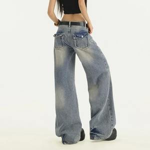 Premium surdimensionné Baggy Denim pantalon haut tendance élégant broderie Design pantalon coton respirant femmes pantalons - Product Image 2